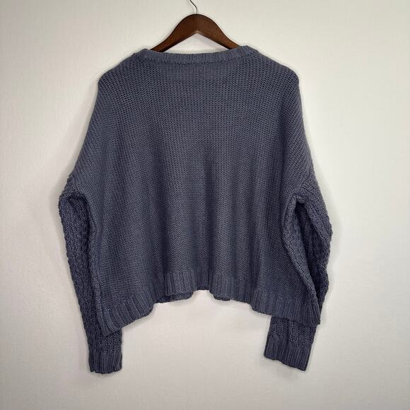 Mudd Size Large Semi-Loose Knit Cropped Dark Gray Sweater - Picture 2 of 9
